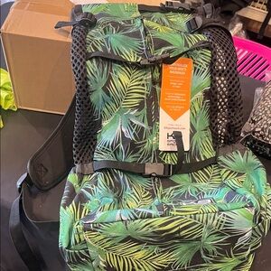Green Leaf Print Dog Carrier Backpack